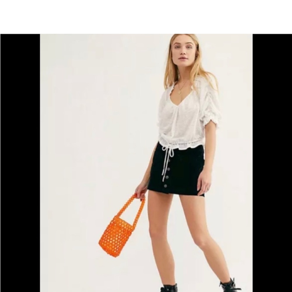 Free People Dorothy Puff-Sleeve Cropped Top. Size Large - Picture 2 of 12